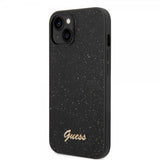 Guess iPhone 14 Deksel Glitter Flakes Metal Logo Svart