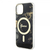 Guess iPhone 14 Deksel Golden Marble MagSafe Svart