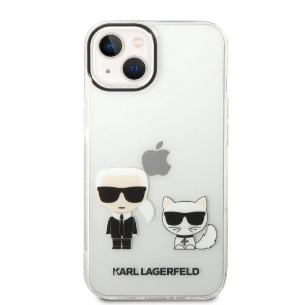 Karl Lagerfeld iPhone 14 Deksel Karl & Choupette Gradient Vit