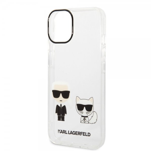 Karl Lagerfeld iPhone 14 Deksel Karl & Choupette Gradient Vit