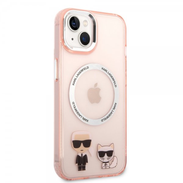 Karl Lagerfeld iPhone 14 Deksel Karl & Choupette MagSafe Rosa