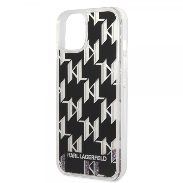 Karl Lagerfeld iPhone 14 Deksel Liquid Glitter Monogram Svart