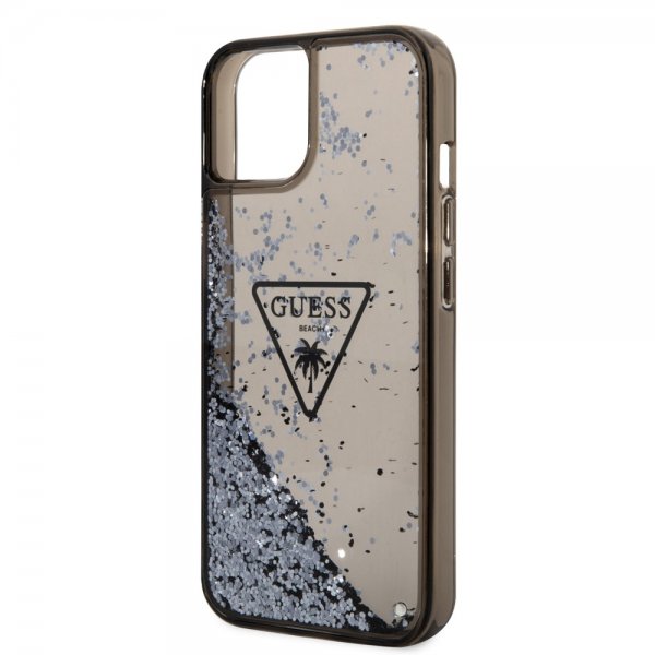 Guess iPhone 14 Deksel Liquid Glitter Translucent Svart