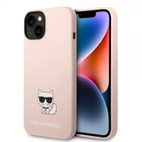 Karl Lagerfeld iPhone 14 Deksel Liquid Silicone Choupette Rosa