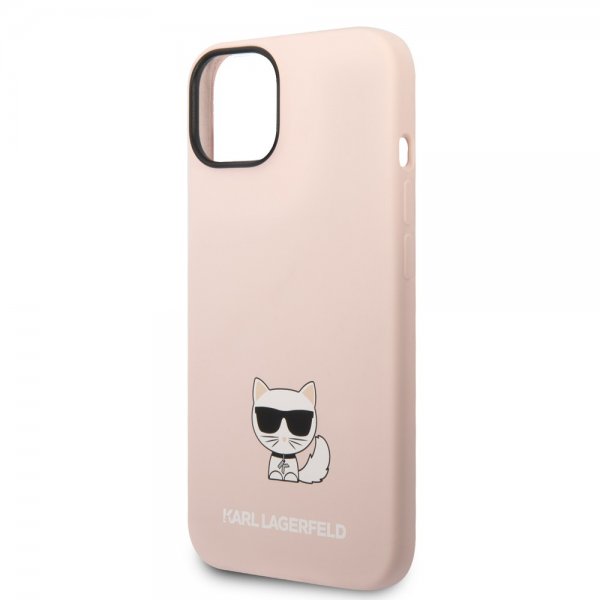 Karl Lagerfeld iPhone 14 Deksel Liquid Silicone Choupette Rosa