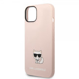 Karl Lagerfeld iPhone 14 Deksel Liquid Silicone Choupette Rosa