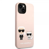 Karl Lagerfeld iPhone 14 Deksel Liquid Silicone Karl & Choupette Rosa