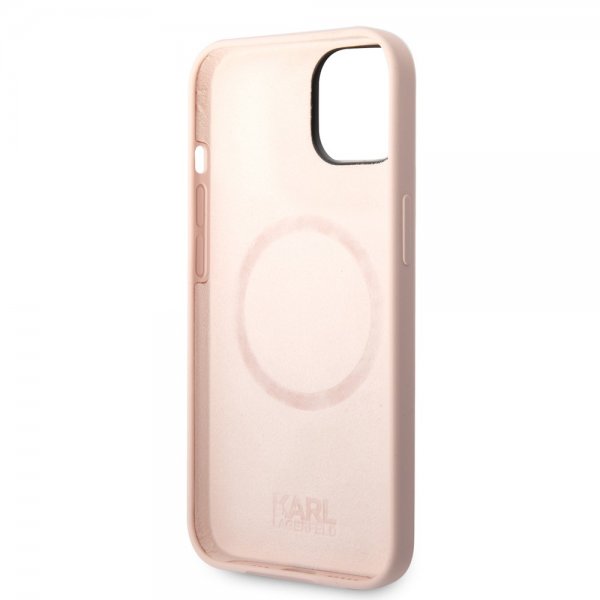 Karl Lagerfeld iPhone 14 Deksel Liquid Silicone Karl MagSafe Rosa