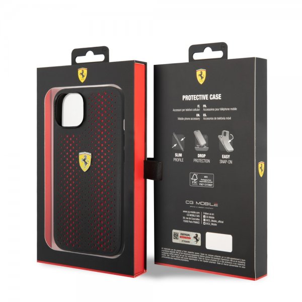Ferrari iPhone 14 Deksel Logo Perforert Rød