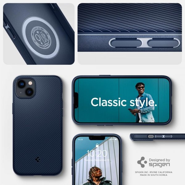 Spigen iPhone 14 Deksel Mag Armor MagFit Navy Blue