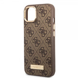 Guess iPhone 14 Deksel Metal Plate Logo MagSafe Brun