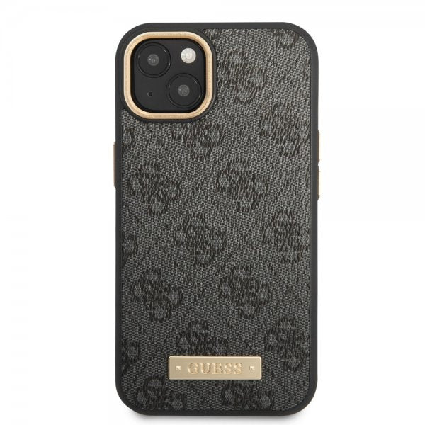 Guess iPhone 14 Deksel Metal Plate Logo MagSafe Svart