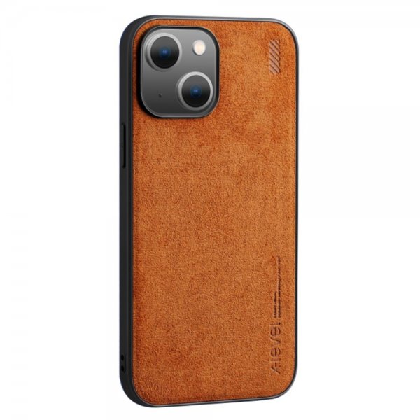 X-Level iPhone 14 Deksel Semsket skinn tekstur Brun