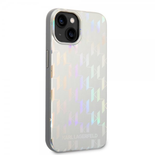Karl Lagerfeld iPhone 14 Deksel Monogram Iridescent Sølv