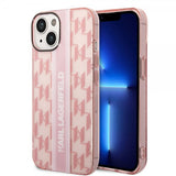 Karl Lagerfeld iPhone 14 Deksel Monogram Vertical Stripe Rosa