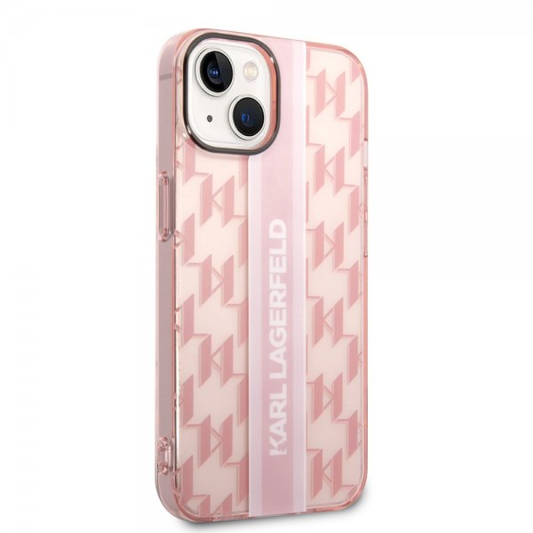 Karl Lagerfeld iPhone 14 Deksel Monogram Vertical Stripe Rosa