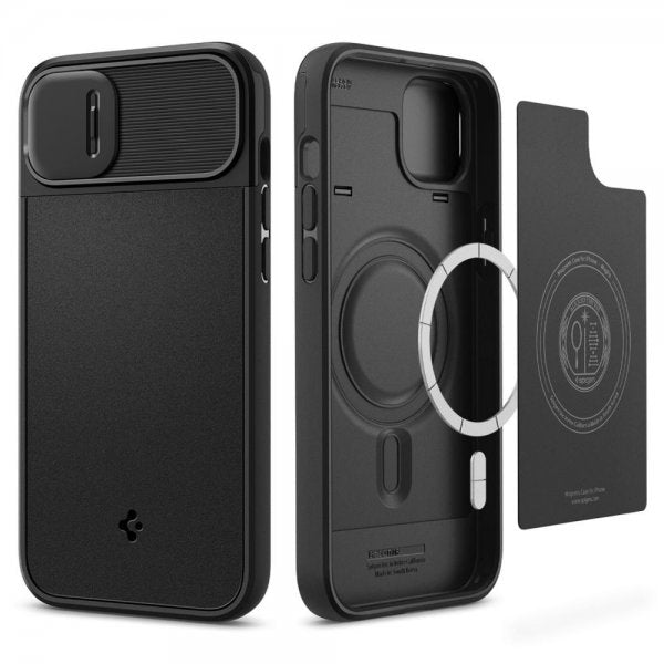 Spigen iPhone 14 Deksel Optik Armor MagFit Svart