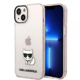 Karl Lagerfeld iPhone 14 Deksel Printed Choupette Transparent Rosa