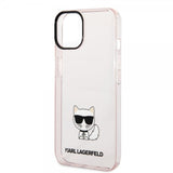 Karl Lagerfeld iPhone 14 Deksel Printed Choupette Transparent Rosa