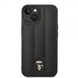 Karl Lagerfeld iPhone 14 Deksel Quilted Nylon Puffy Case Ikonik Pin Svart