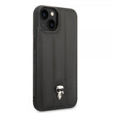 Karl Lagerfeld iPhone 14 Deksel Quilted Nylon Puffy Case Ikonik Pin Svart