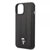 Karl Lagerfeld iPhone 14 Deksel Quilted Nylon Puffy Case Ikonik Pin Svart