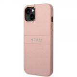 Guess iPhone 14 Deksel Saffiano Metal Logo Stripes Rosa