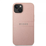 Guess iPhone 14 Deksel Saffiano Metal Logo Stripes Rosa