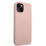 Guess iPhone 14 Deksel Saffiano Metal Logo Stripes Rosa