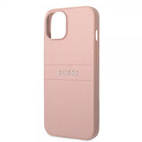 Guess iPhone 14 Deksel Saffiano Metal Logo Stripes Rosa
