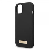 Guess iPhone 14 Deksel Silicone Metal Plate MagSafe Svart