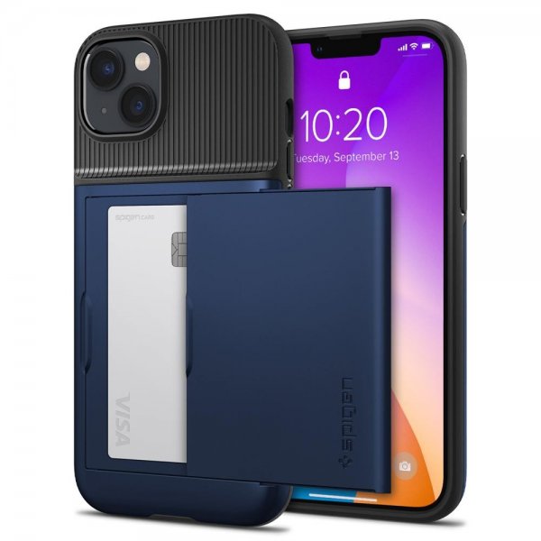 Spigen iPhone 14 Deksel Slim Armor CS Navy Blue