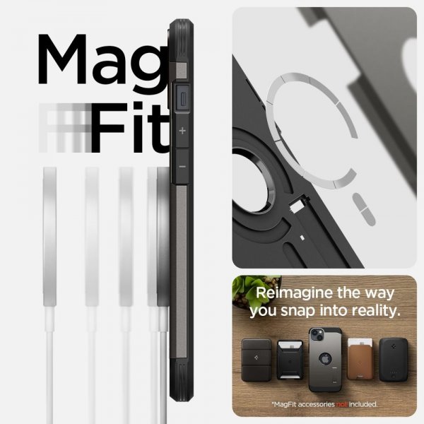 Spigen iPhone 14 Deksel Tough Armor MagFit Gunmetal