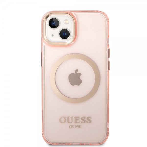 Guess iPhone 14 Deksel Translucent MagSafe Rosa