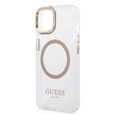 Guess iPhone 14 Deksel Transparent MagSafe Gull Transparent
