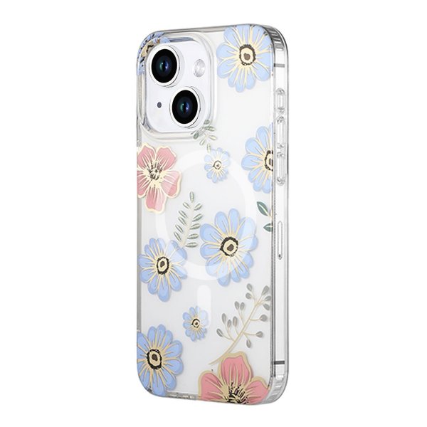 iPhone 14 Plus/iPhone 15 Plus Deksel Blomstermønster MagSafe Rød Blå
