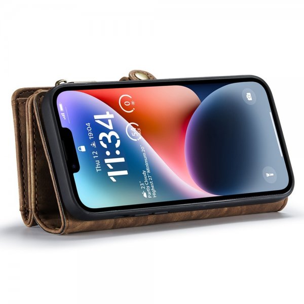 CaseMe iPhone 15 Etui 008 Series Avtakbart Deksel Brun