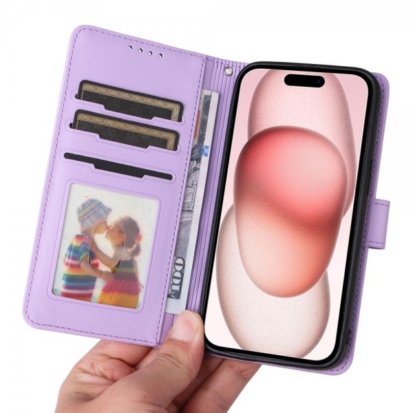 Betopnice iPhone 15 Etui Avtagbart Deksel 005 Lilla