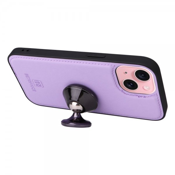 Betopnice iPhone 15 Etui Avtagbart Deksel 005 Lilla