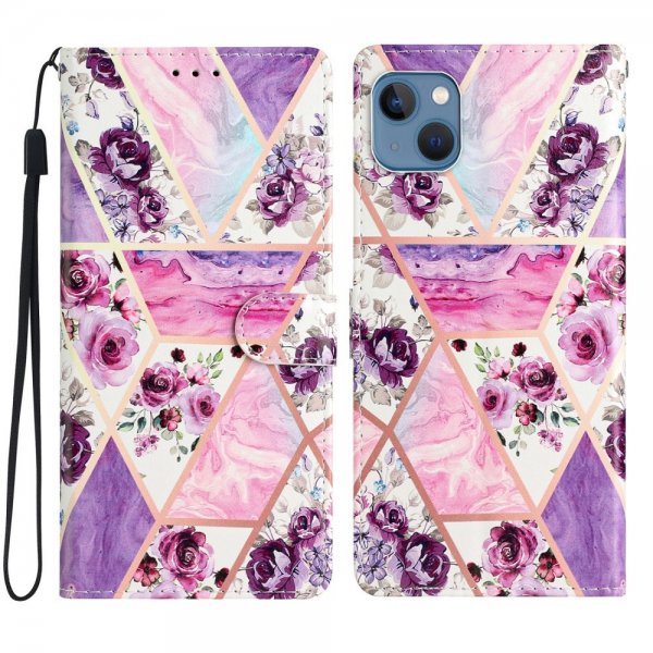 iPhone 15 Etui Motiv Lilla Blomster