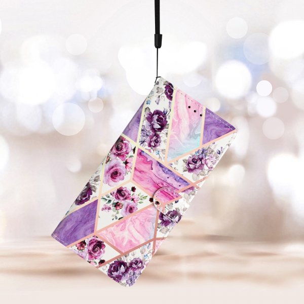 iPhone 15 Etui Motiv Lilla Blomster