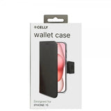 Celly iPhone 15 Etui Wally Wallet Case Svart