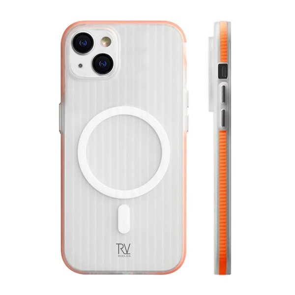 Rvelon iPhone 15 Deksel Korrugerte MagSafe Oransje