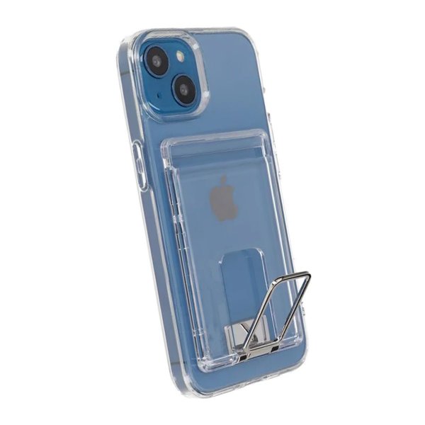 Rvelon iPhone 15 Deksel with Stand Card Holder Transparent