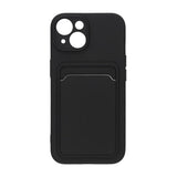 iPhone 15 Deksel Silikon Kortlomme Svart