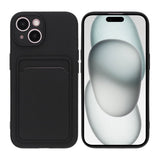 iPhone 15 Deksel Silikon Kortlomme Svart