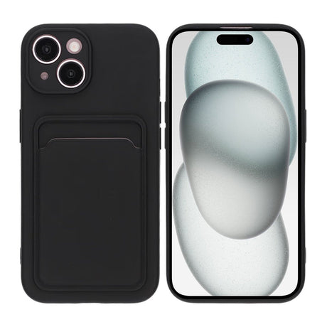 iPhone 15 Deksel Silikon Kortlomme Svart
