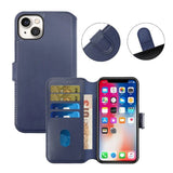Rvelon iPhone 15 Etui Ekte Skinn Blå