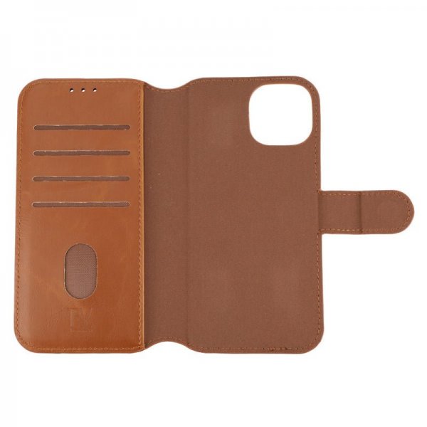 Rvelon iPhone 15 Etui Detachable Wallet Case Brun