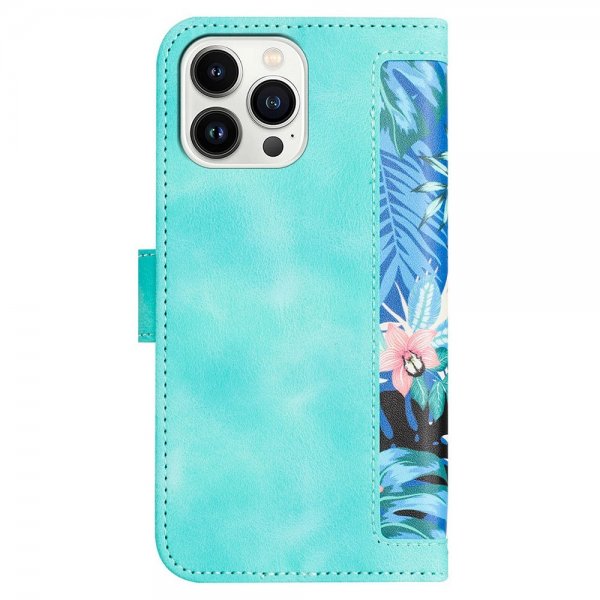 iPhone 15 Plus Etui Blomstermønster Grønn